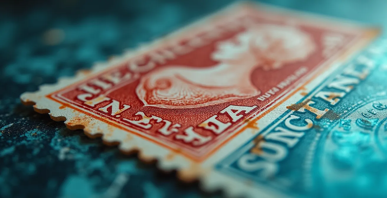 Analyse numérique d'un cachet postal effacé sur un timbre ancien