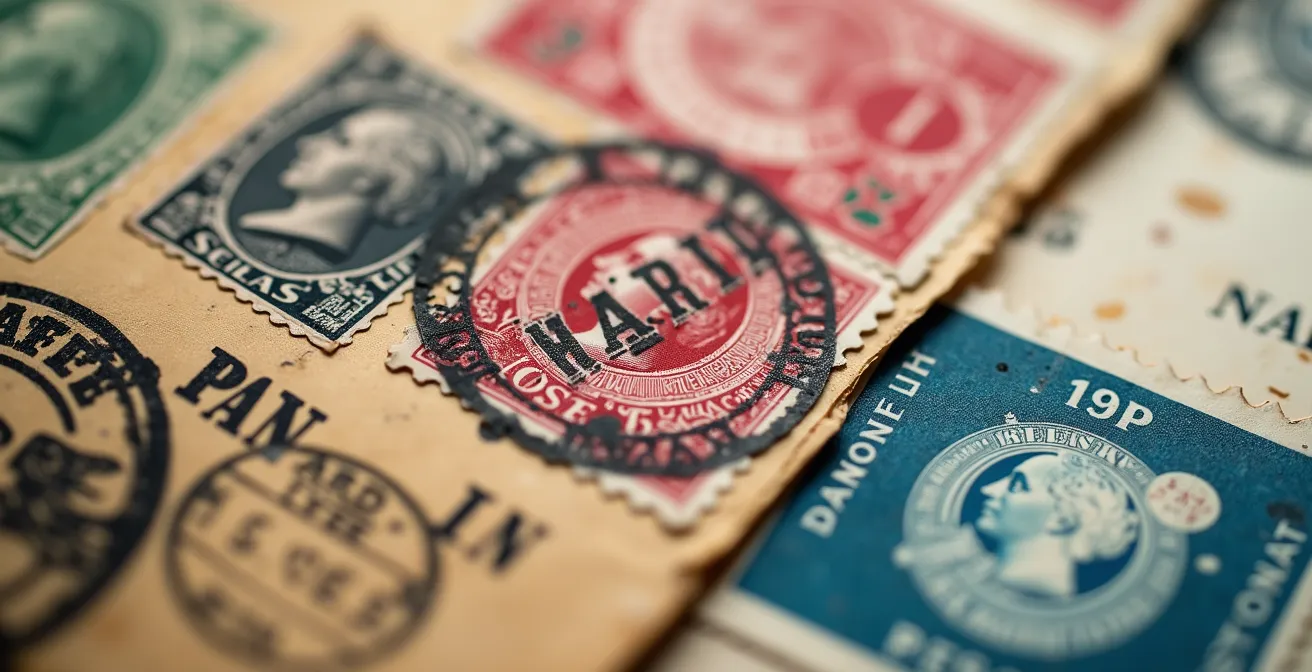 Enveloppe historique avec multiples cachets postaux créant une valeur philatélique exceptionnelle