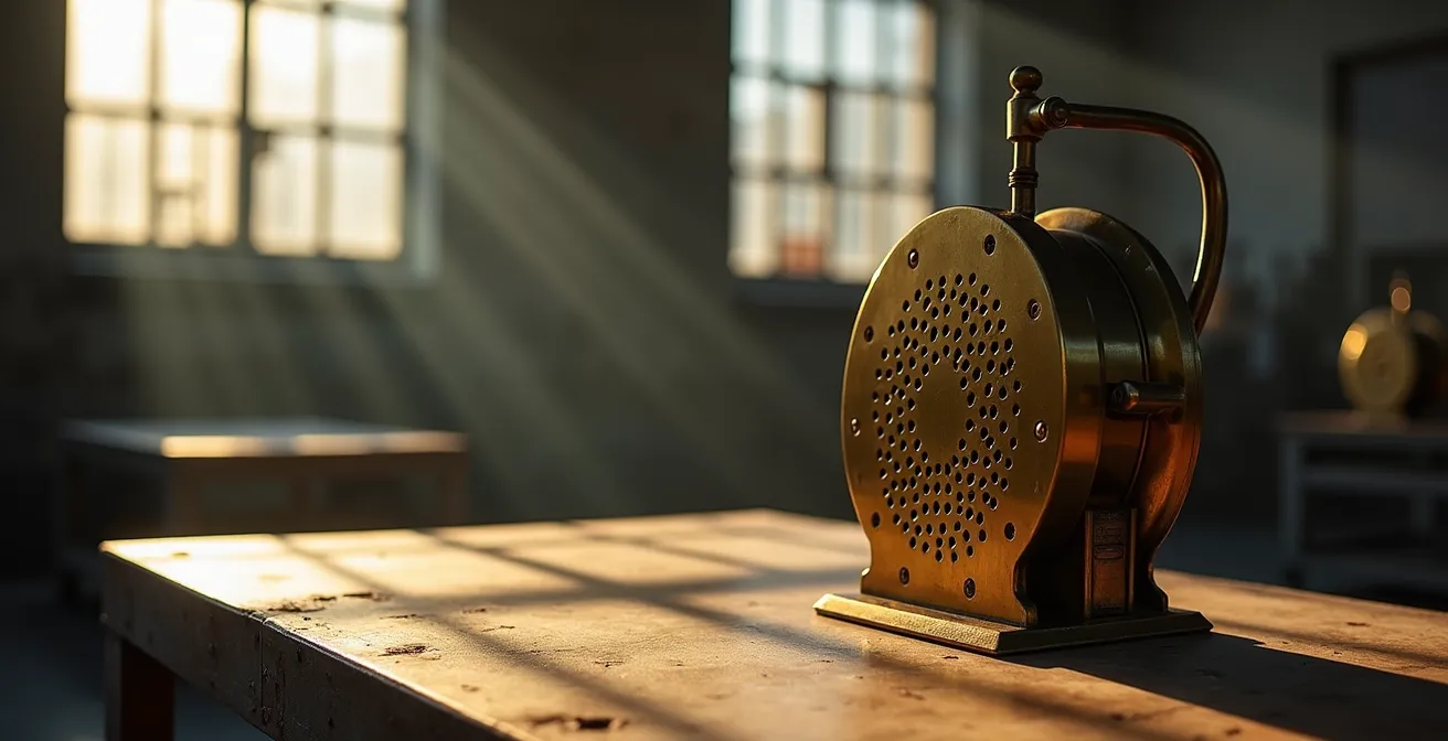 Machine à perforer industrielle ancienne pour marquage des timbres d'entreprise