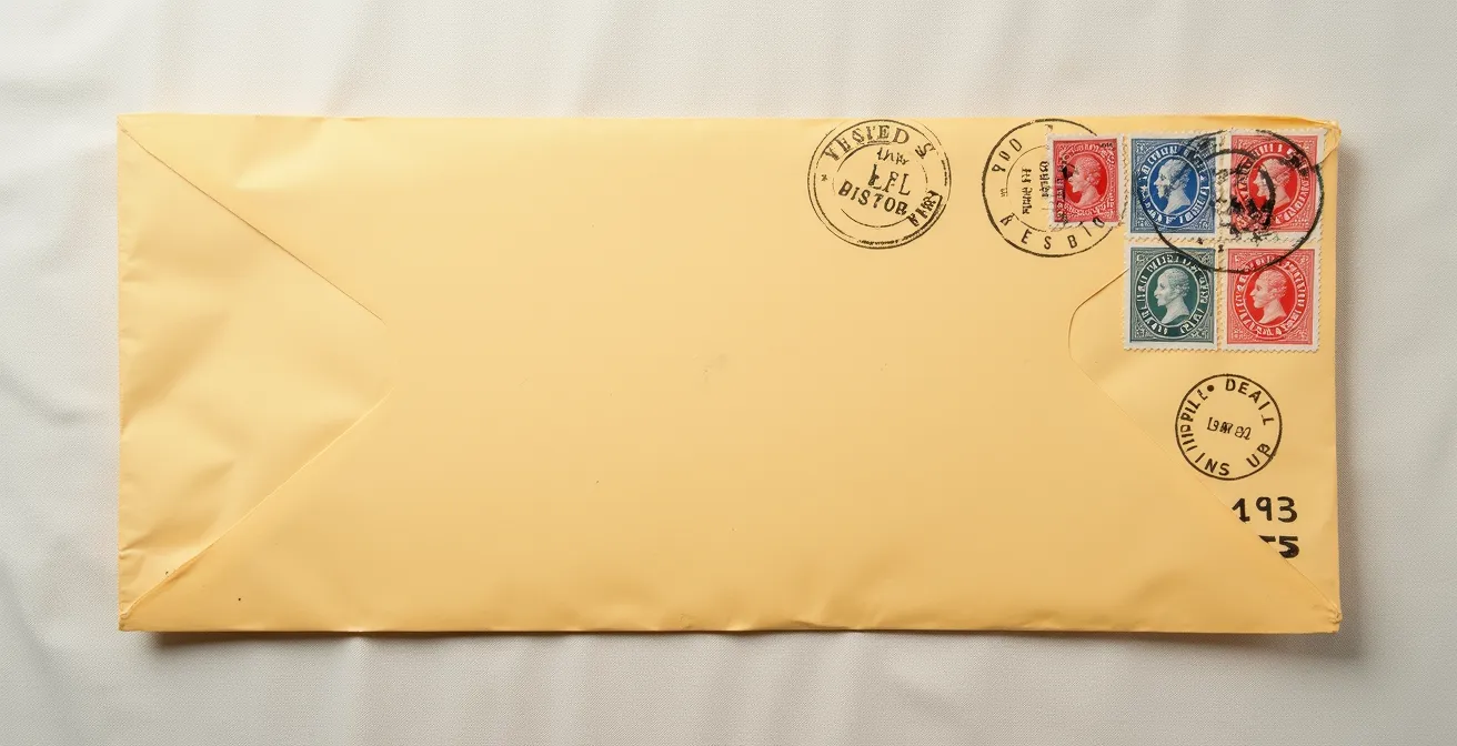 Dos d'une enveloppe ancienne avec multiples cachets de transit et ambulants postaux